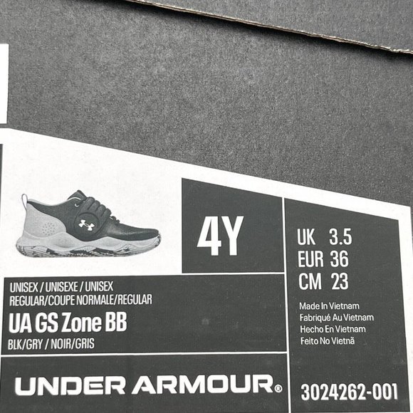 Under Armour Youth Boys Basketball Shoes Size 4Y Gray Black Lace Up Sneakers - Picture 11 of 16